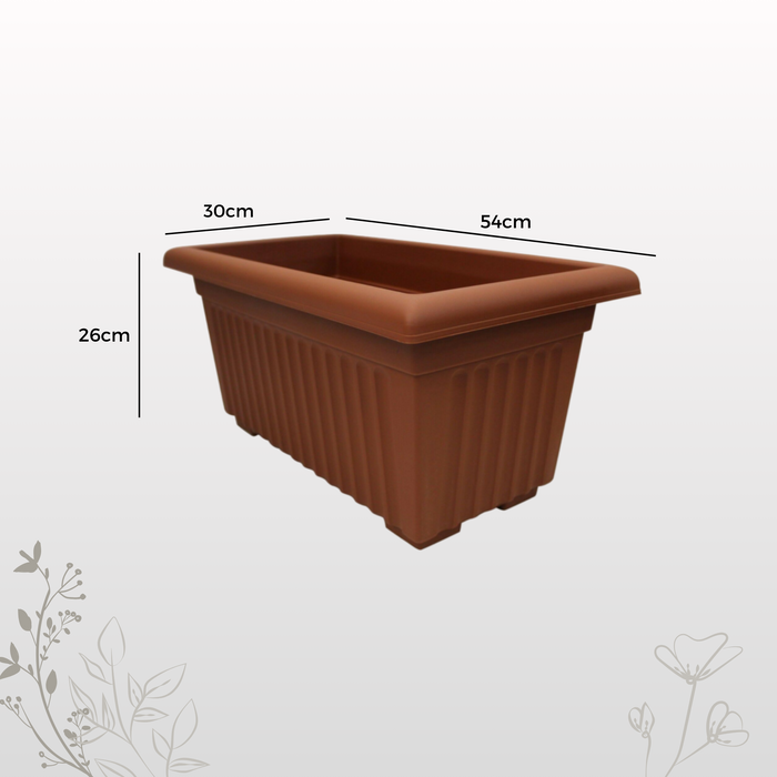 Thumbsup 53cm Long Plastic Terracotta Trough Planter | Indoor/Outdoor Flower Bed