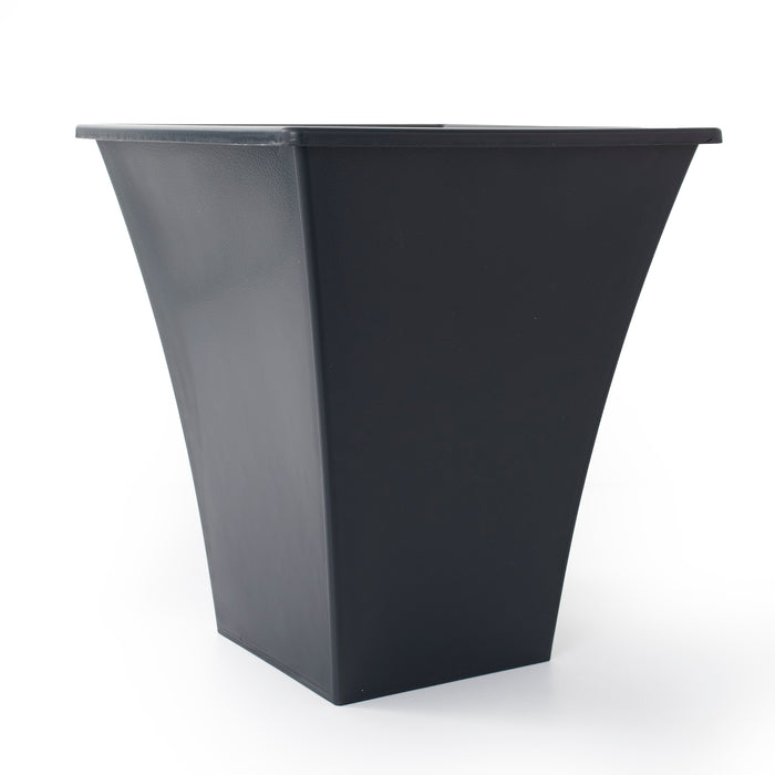 Wham 31.5cm Tall Square Planter, Black | Flared Large Plastic Garden Planter