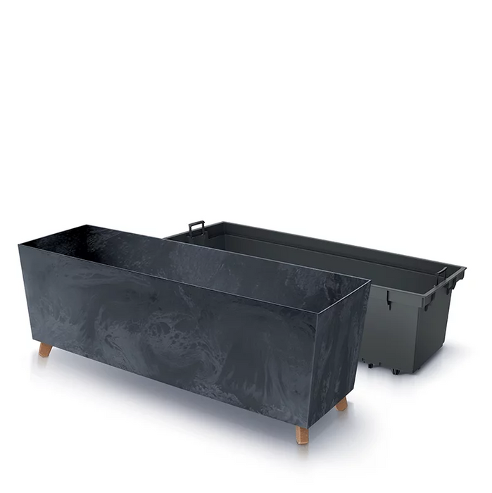 Planters Pride Quadro 77cm Raised Rectangular Plastic Planter, 27L Self-Watering