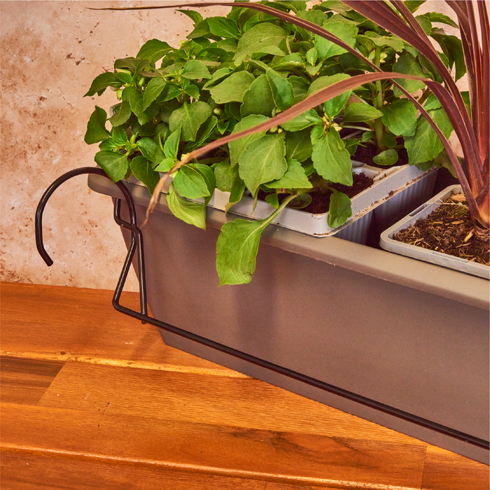 Planters Pride Ovaho 60cm Hanging Plastic Trough, Stone Grey 26L Railing Planter