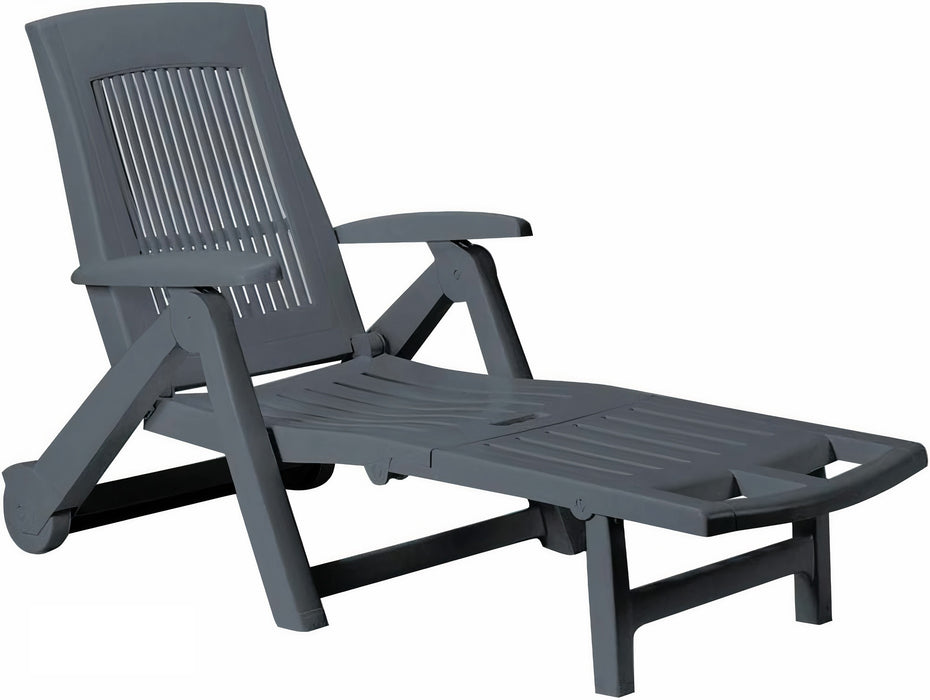 Sunlit Haven 'Zircone' Folding Sun Lounger with Wheels in Anthracite