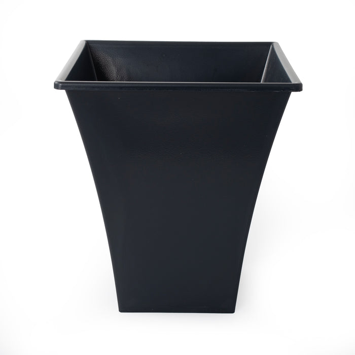 Wham 31.5cm Tall Square Planter, Black | Flared Large Plastic Garden Planter