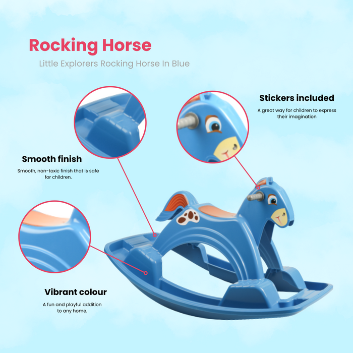 Tots World Rocking Horse in Blue Lightweight Indoor Outdoor Kids G Our Small Garden