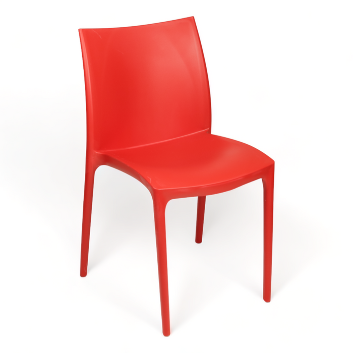 Sunlit Haven Set of 4 Vibrant Red Zip Plastic Chairs - Indoor/Outdoor Use - Assembled Stackable & Easy Clean