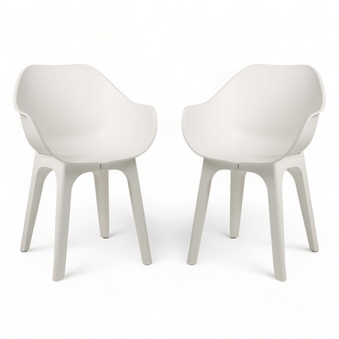 Sunlit Haven Ghibli Plastic Arm Chair Set of 2, White