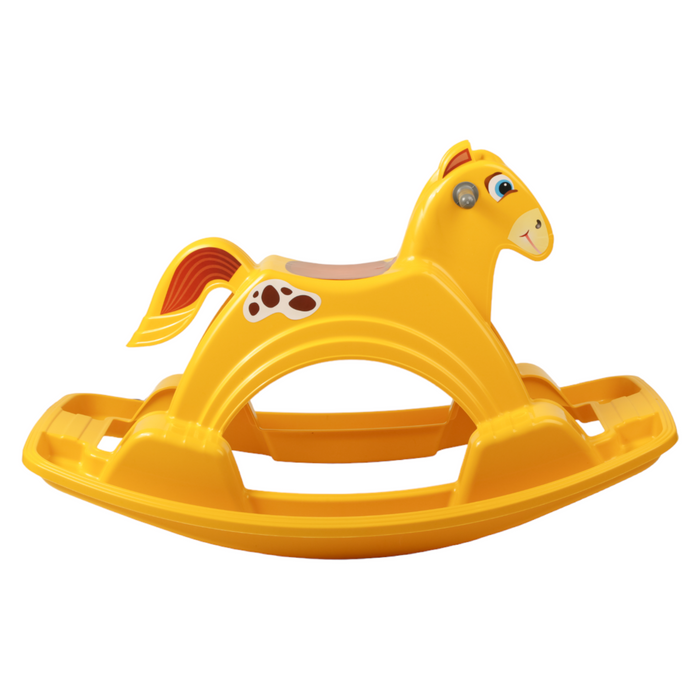 Tots World Rocking Horse Yellow | Lightweight, Indoor/Outdoor, Kids Garden Toy