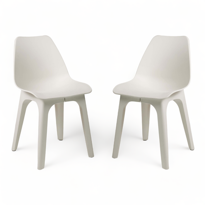 Set of 2 Sunlit Haven Eolo Plastic Chairs in White