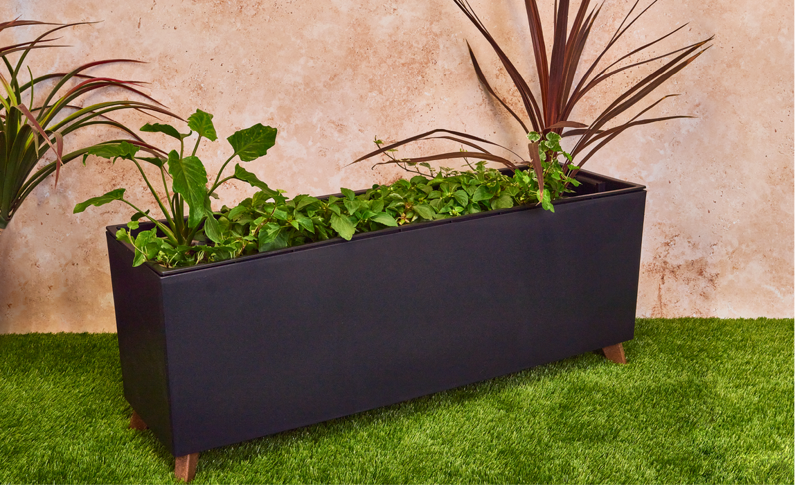 Planters Pride Quadro 77cm Raised Rectangular Plastic Planter, 27L Self-Watering