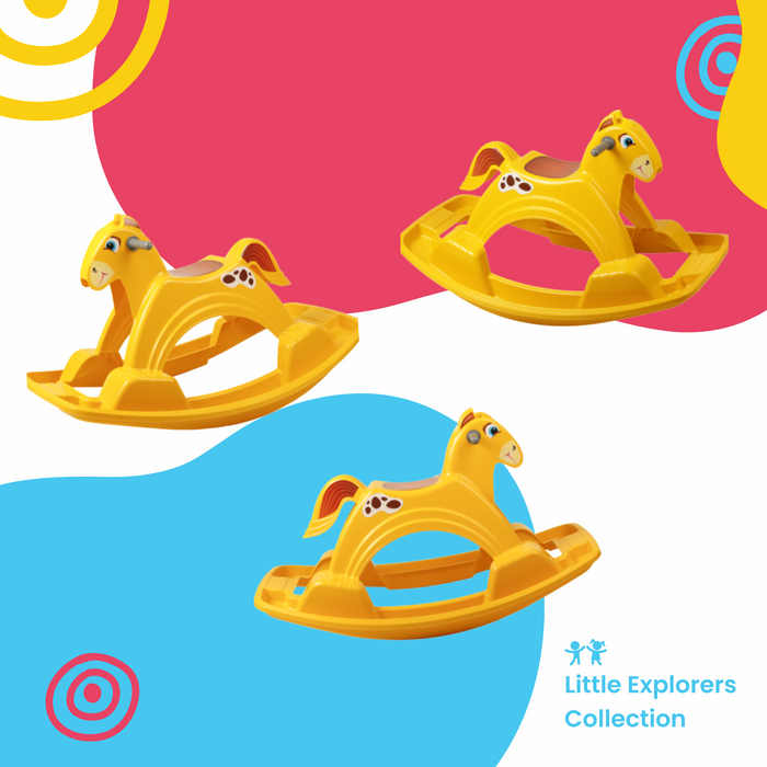 Tots World Rocking Horse Yellow Lightweight Indoor/Outdoor Kids Ga Tots World Rocking Horse Yellow Lightweight Indoor/Outdoor Kids Ga