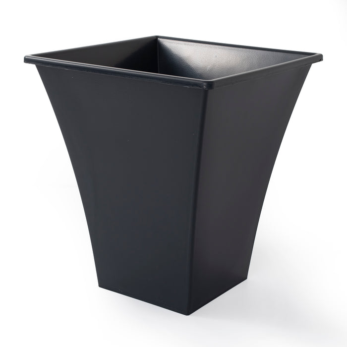 Wham 31.5cm Tall Square Planter, Black | Flared Large Plastic Garden Planter