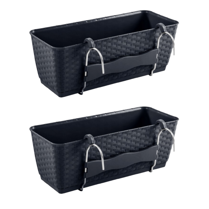 Planters Pride Windo 50cm Plastic Rectangle Window Plant Pot, Anthracite