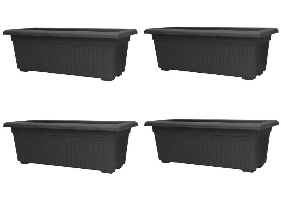 Planters Pride Vulcan 72cm Long Rectangular Planter Black Plastic Window Box