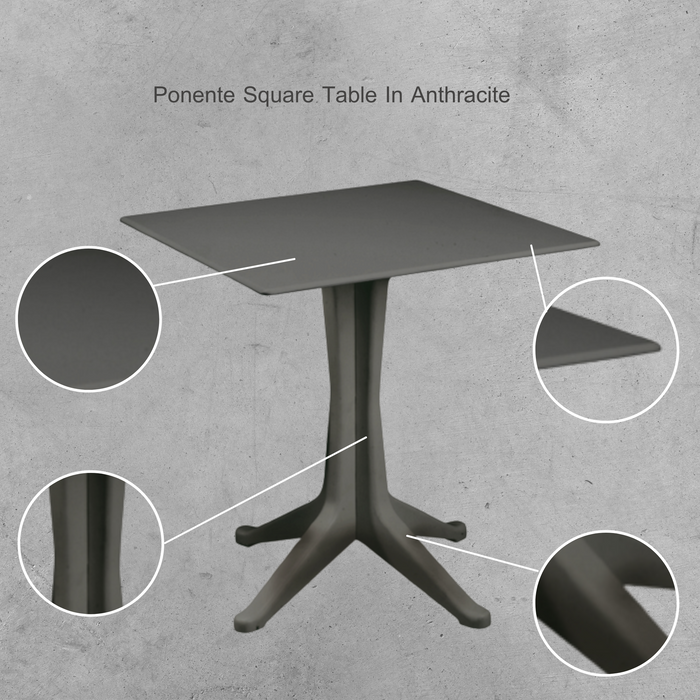 Sunlit Haven Ponente Square Table in Anthracite Indoor/Outdoor