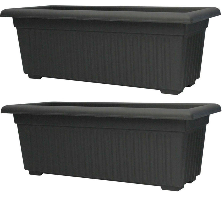 Planters Pride Vulcan 72cm Long Rectangular Planter Black Plastic Window Box