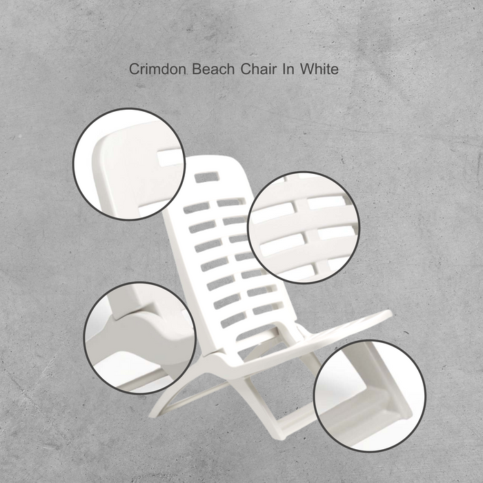Sunlit Haven 'Crimdon' Folding Beach Chair in White