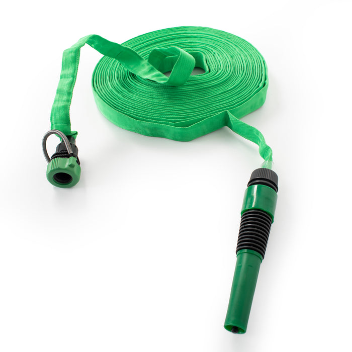 OSG 50ft/15m Expanding Roll Flat Hose with Tap Connector & Nozzle, Green