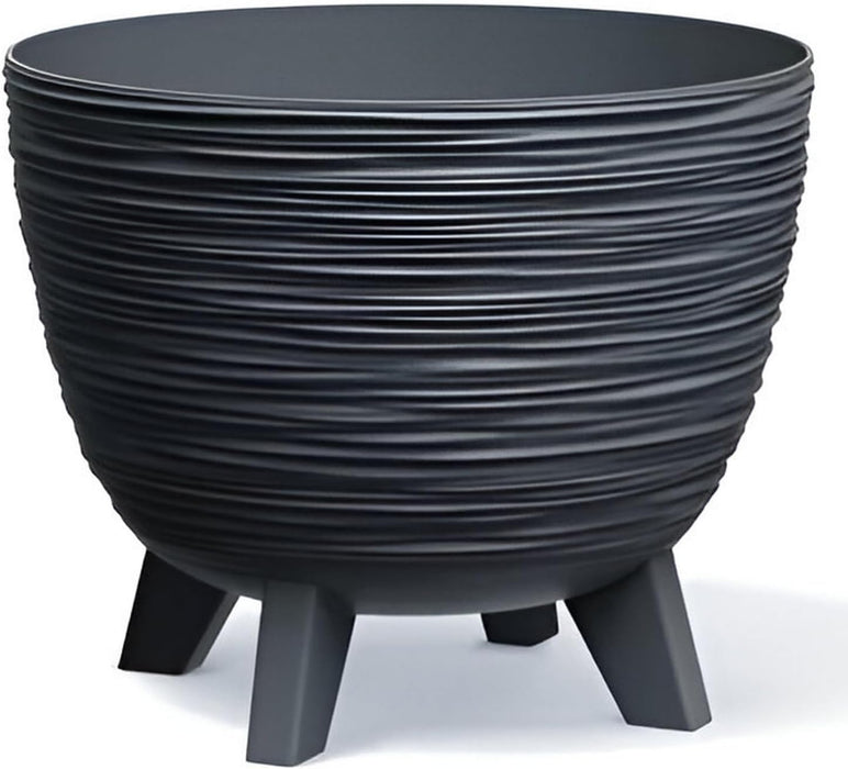 Planters Pride Futura 40cm ⌀ Ribbed Plant Pot, 26L Anthracite Raised Planter