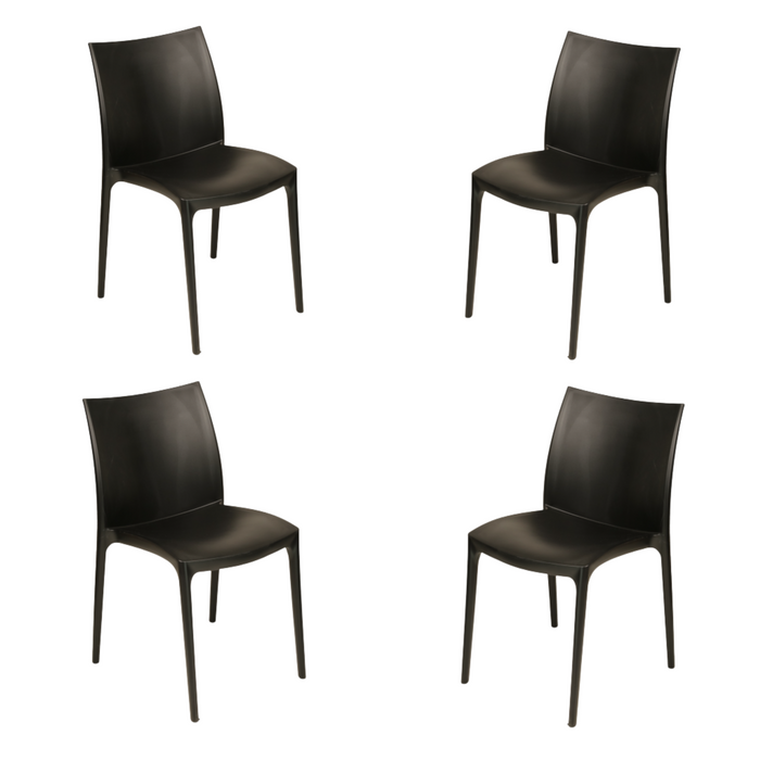 Sunlit Haven Set of 4 Anthracite Zip Plastic Chairs - Indoor/Outdoor Use - Assembled Stackable & Easy Clean