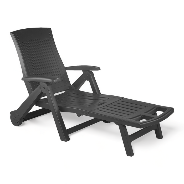Sunlit Haven 'Zircone' Folding Sun Lounger with Wheels in Anthracite