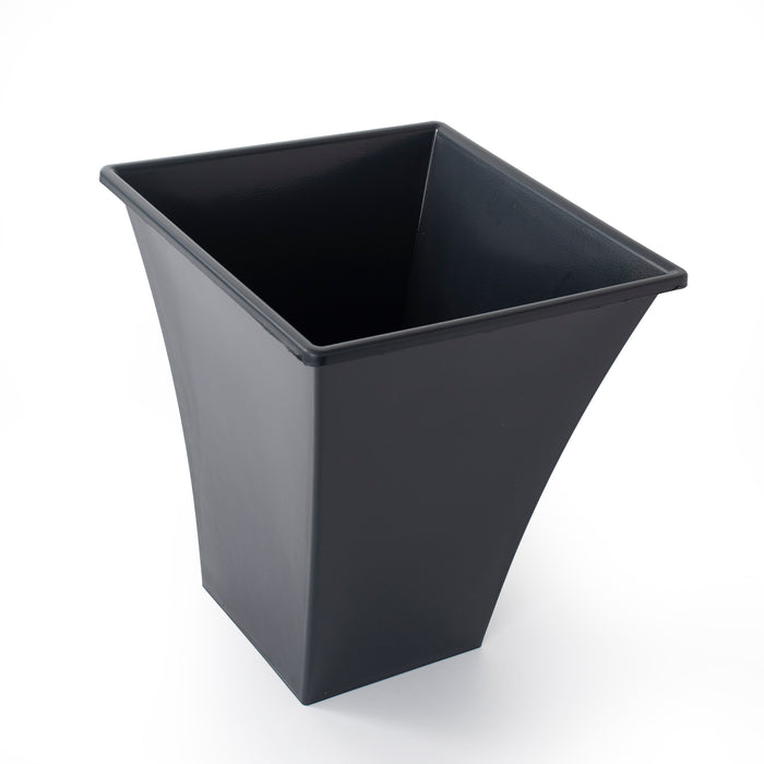 Wham 31.5cm Tall Square Planter, Black | Flared Large Plastic Garden Planter