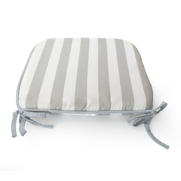 Sunlit Haven 39x39cm Outdoor Cushions for Chairs, Grey & White Striped Chair Pad