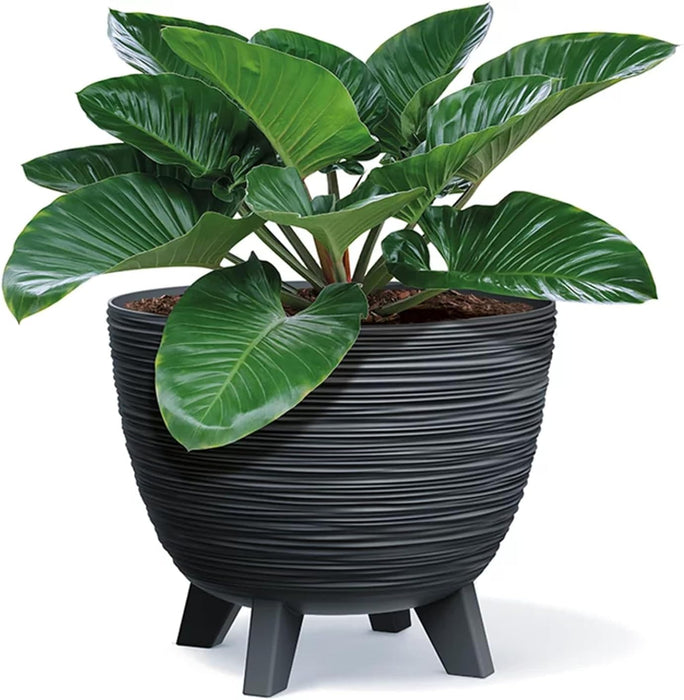 Planters Pride Futura 23.5cm ⌀ Ribbed Plant Pot, 5L Anthracite Raised Planter