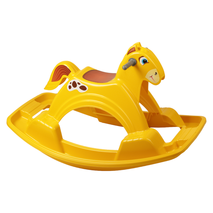 Tots World Rocking Horse Yellow | Lightweight, Indoor/Outdoor, Kids Garden Toy