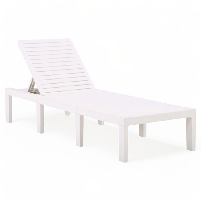 Sunlit Haven Haiti Garden Sun Lounger, White 195cm Reclining Padded Patio Chair