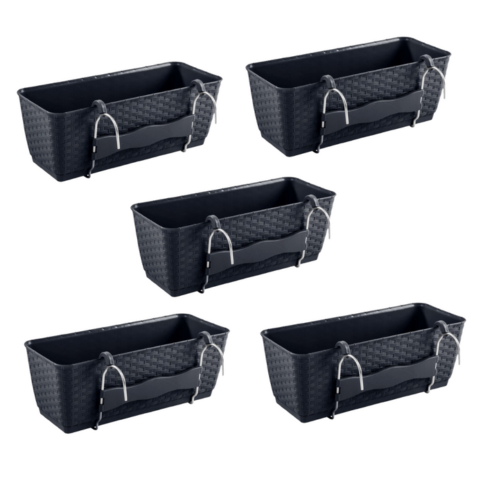 Planters Pride Windo 50cm Plastic Rectangle Window Plant Pot, Anthracite