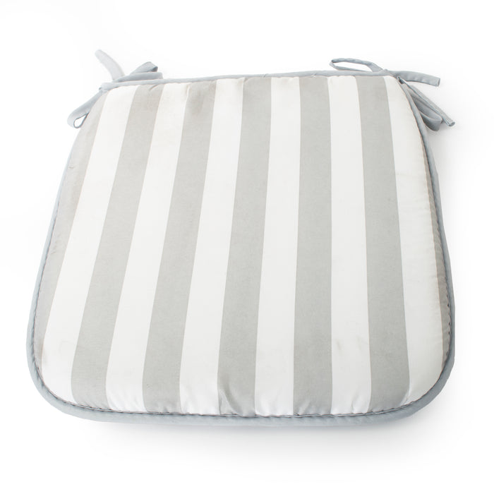 Sunlit Haven 39x39cm Outdoor Cushions for Chairs, Grey & White Striped Chair Pad