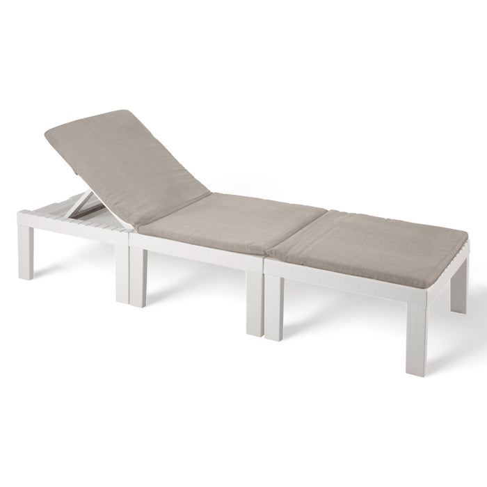 Sunlit Haven Haiti Garden Sun Lounger, White 195cm Reclining Padded Patio Chair