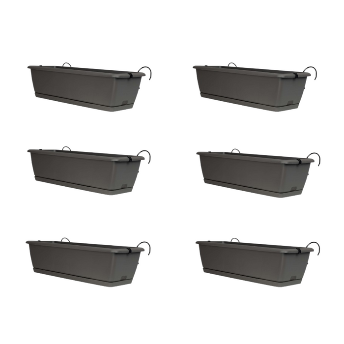 Planters Pride Ovaho 60cm Hanging Plastic Trough, Stone Grey 26L Railing Planter