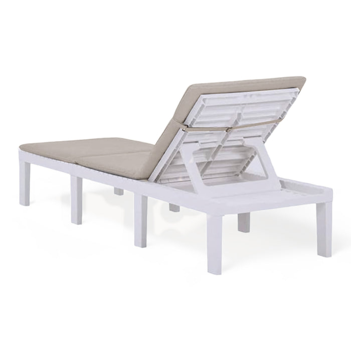 Sunlit Haven Haiti Garden Sun Lounger, White 195cm Reclining Padded Patio Chair