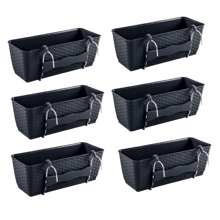 Planters Pride Windo 50cm Plastic Rectangle Window Plant Pot, Anthracite