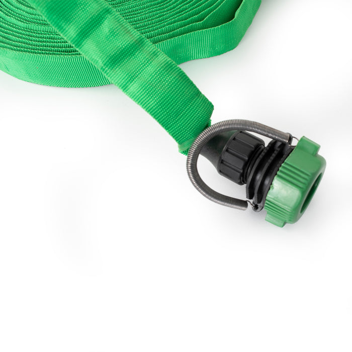 OSG 50ft/15m Expanding Roll Flat Hose with Tap Connector & Nozzle, Green