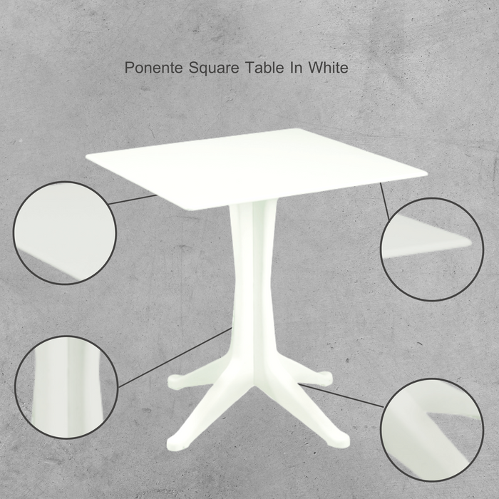 Sunlit Haven Ponente Square Table in White Indoor/Outdoor