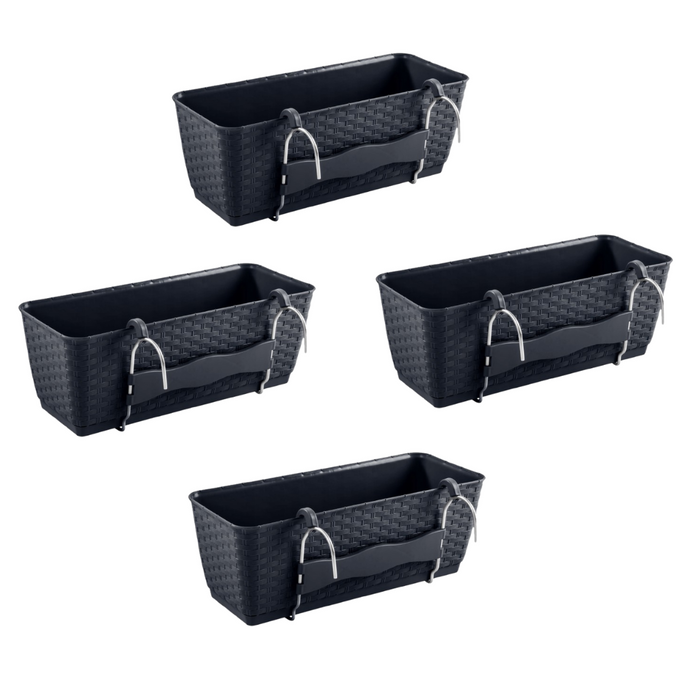 Planters Pride Windo 50cm Plastic Rectangle Window Plant Pot, Anthracite