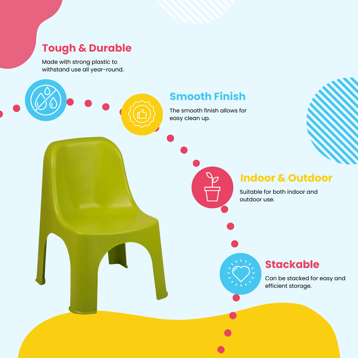 Tots World Children's Chair | Kids Durable, Stackable, Vibrant, Indoor & Outdoor