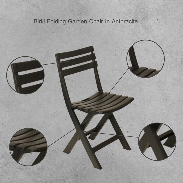 Sunlit Haven 'Birki' Folding Garden Chair in Anthracite