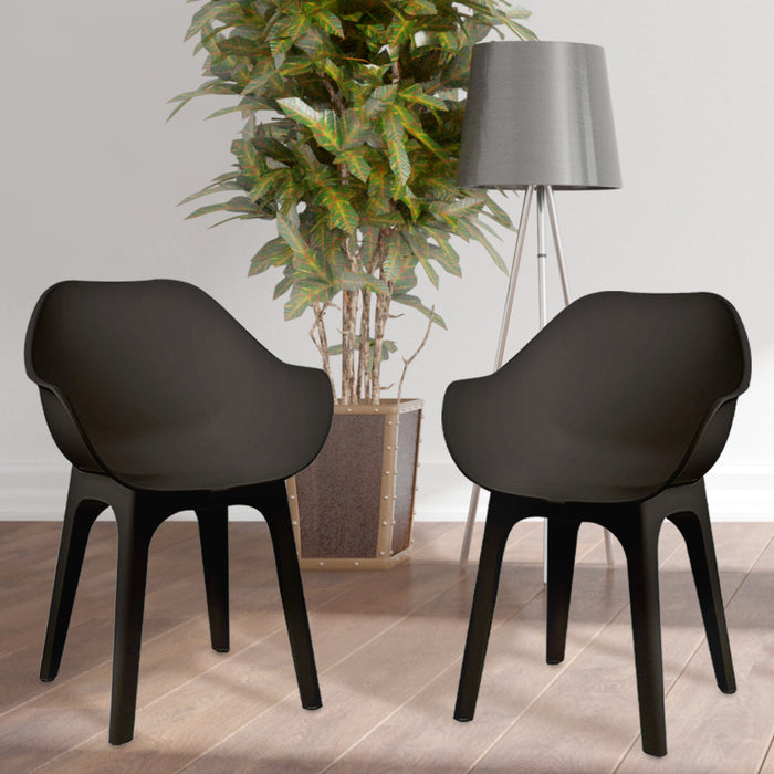 Set of Two Sunlit Haven Ghibli Plastic Arm Chairs in Anthracite