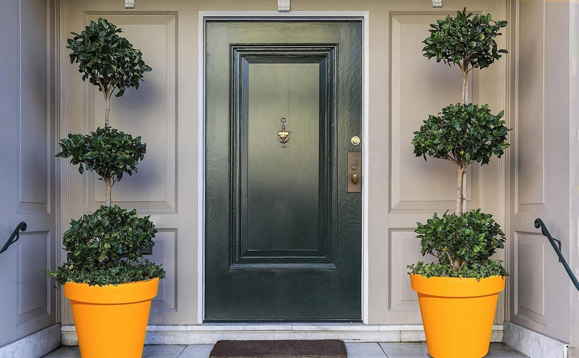 Planters Pride Aura 47.5cm Large Plastic Plant Pot Yellow/Orange 70L Planter