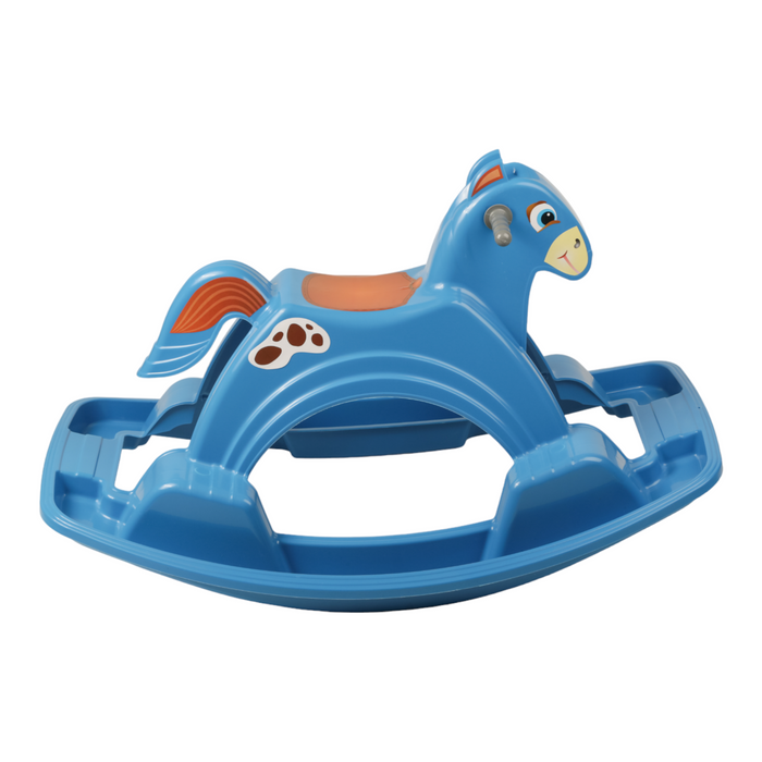 Tots World Rocking Horse in Blue | Lightweight, Indoor/Outdoor, Kids Garden Toy