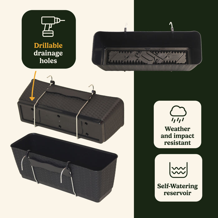 Planters Pride Windo 50cm Plastic Rectangle Window Plant Pot, Anthracite