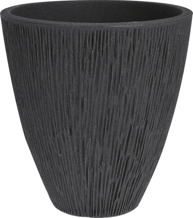 Large Rippled Charcoal Grey Planter Plant Pot 43cm Tall Indoor & Outdoor Planter