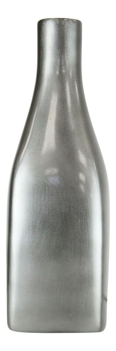 Grey Ceramic Vase - Square Decorative Vase Pearlized Bottle Neck Ornament 36cm