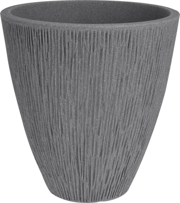 Large Ribbed Rippled Grey Planter Plant Pot 43cm Tall Indoor & Outdoor Planter
