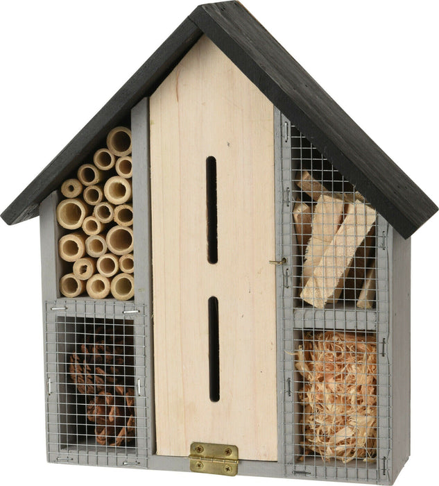 Insect Hotel Bee Bug House 30cm Hotel Wood Black Roof Insect House
