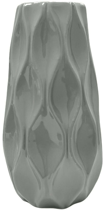 Grey Ceramic Flower Vase Dimpled Tear Drop Shaped Decorative Vase Ornament 22cm