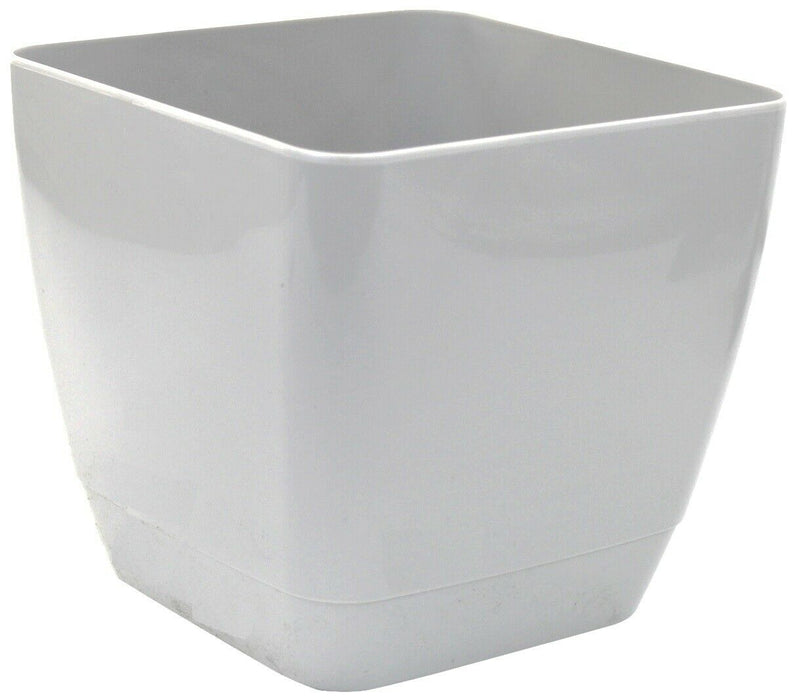 Set Of 4 Indoor / Outdoor Square Large Plant Pots 22cm Planters Grey