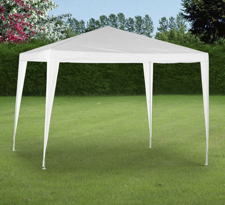 Sunlit Haven 3m x 3m Outdoor White Garden Gazebo with Pegs, Guy Lines & Connectors